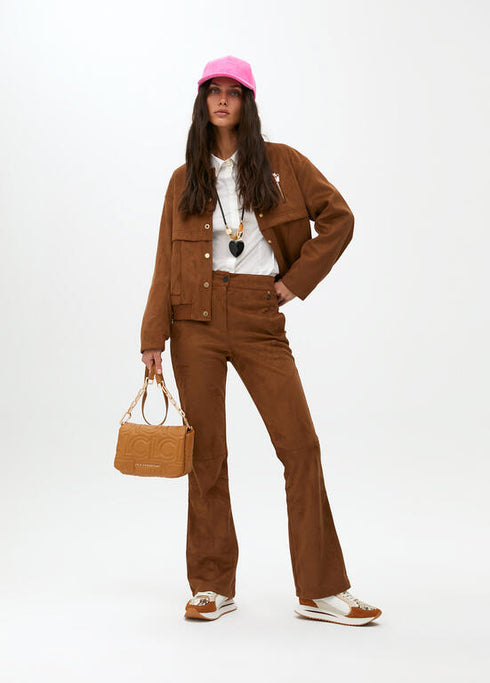 Bandolera acolchada logotipada en efecto piel con asa mix cadena CAMEL LF2504026.052.U LOLA CASADEMUNT