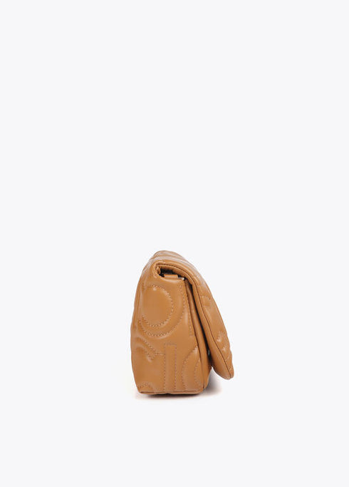 Bandolera acolchada logotipada en efecto piel con asa mix cadena CAMEL LF2504026.052.U LOLA CASADEMUNT
