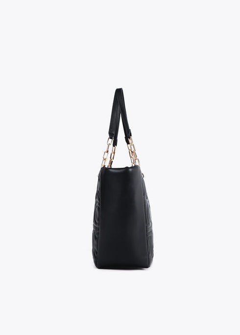 Shopper acolchado logotipada en efecto piel con asa mix cadena NEGRO LF2504027.00N.U LOLA CASADEMUNT