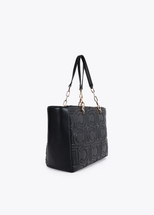 Shopper acolchado logotipada en efecto piel con asa mix cadena NEGRO LF2504027.00N.U LOLA CASADEMUNT