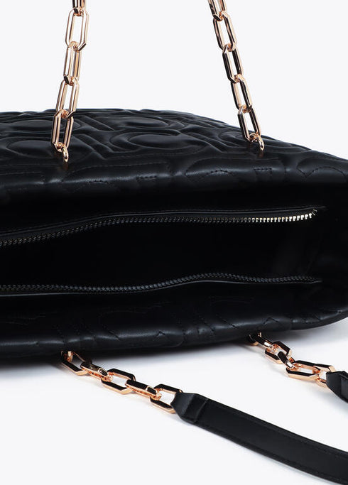 Shopper acolchado logotipada en efecto piel con asa mix cadena NEGRO LF2504027.00N.U LOLA CASADEMUNT