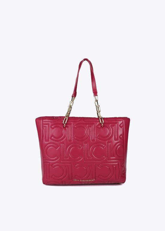 Shopper acolchado logotipada en efecto piel con asa mix cadena MAGENTA U LF2504027.020.U LOLA CASADEMUNT
