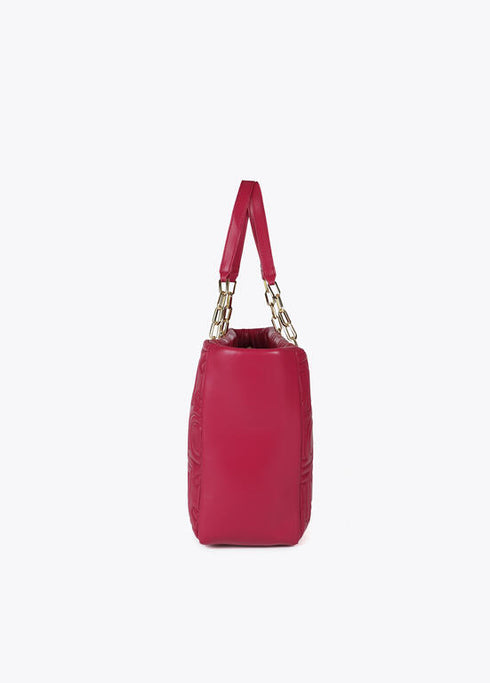 Shopper acolchado logotipada en efecto piel con asa mix cadena MAGENTA U LF2504027.020.U LOLA CASADEMUNT