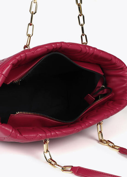Shopper acolchado logotipada en efecto piel con asa mix cadena MAGENTA U LF2504027.020.U LOLA CASADEMUNT
