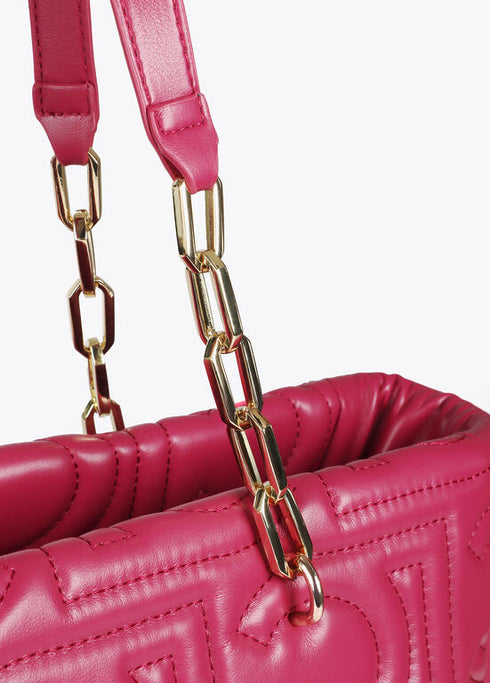 Shopper acolchado logotipada en efecto piel con asa mix cadena MAGENTA U LF2504027.020.U LOLA CASADEMUNT