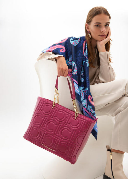Mini shopper acolchado logotipada en efecto piel con asa mix cadena MAGENTA U LF2504028.020.U LOLA CASADEMUNT