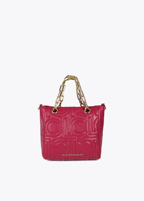 Mini shopper acolchado logotipada en efecto piel con asa mix cadena MAGENTA U LF2504028.020.U LOLA CASADEMUNT