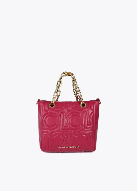 Mini shopper acolchado logotipada en efecto piel con asa mix cadena MAGENTA U LF2504028.020.U LOLA CASADEMUNT