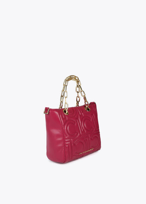 Mini shopper acolchado logotipada en efecto piel con asa mix cadena MAGENTA U LF2504028.020.U LOLA CASADEMUNT