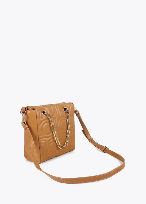 Mini shopper acolchado logotipada en efecto piel con asa mix cadena CAMEL U LF2504028.052.U LOLA CASADEMUNT