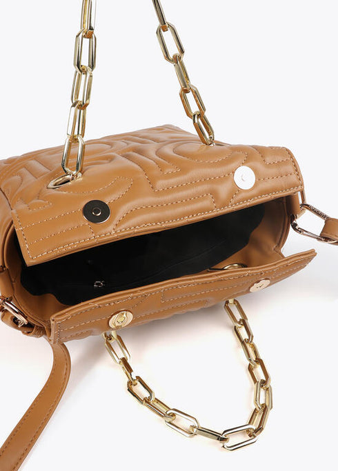 Mini shopper acolchado logotipada en efecto piel con asa mix cadena CAMEL U LF2504028.052.U LOLA CASADEMUNT