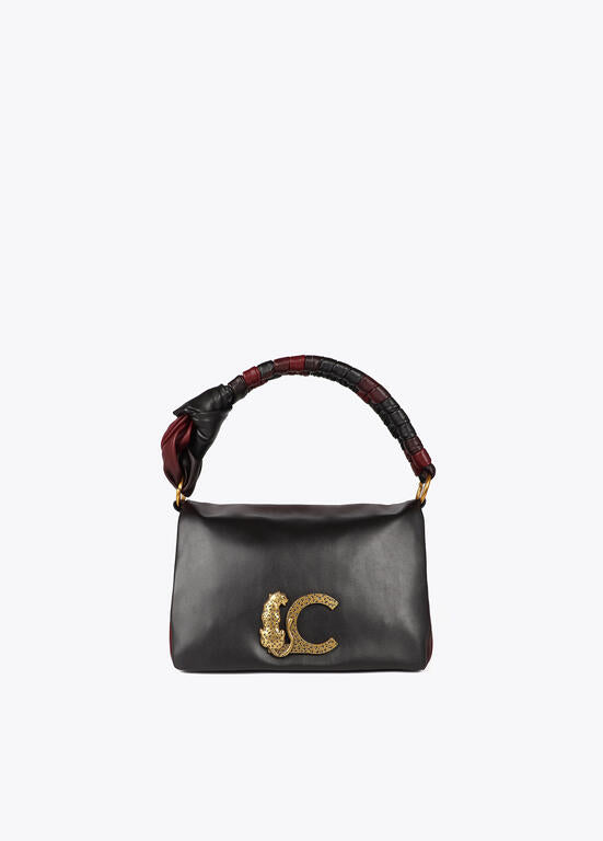 Bandolera con solapa y nudo en asa. Logo LC leopardo LOLA CASADEMUNT NEGRO-ROJO LF2504030.2N3.U
