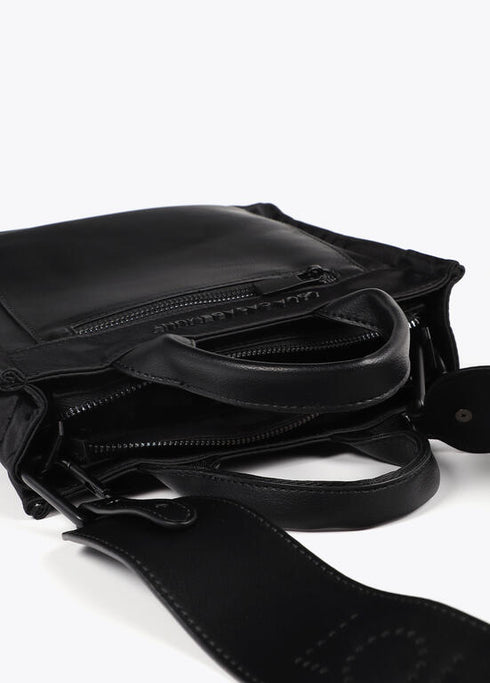 Bandolera de nylon combinada con efecto piel NEGRO U LF2504031.00N.U LOLA CASADEMUNT