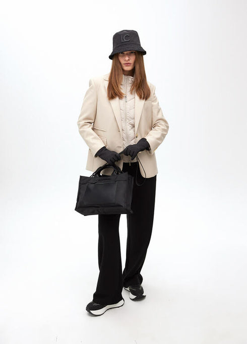 Bolso de nylon combinado con efecto piel NEGRO U LF2504032.00N.U LOLA CASADEMUNT