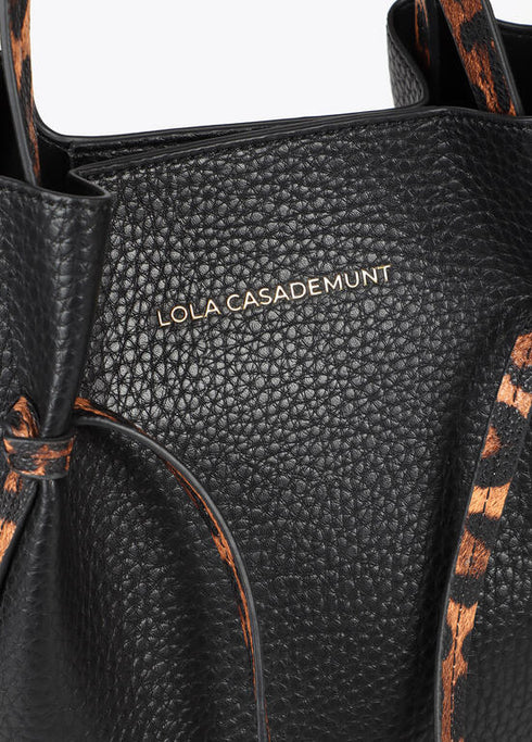 Bolso mini shopper detalles en efecto piel animal print NEGRO U LF2504035.00N.U LOLA CASADEMUNT
