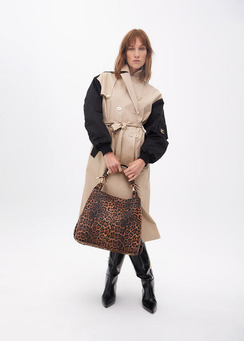 Bolso shopper asa metalizada personalizada LOLA CASADEMUNT MARRON-NEGRO LF2504036.25N.U