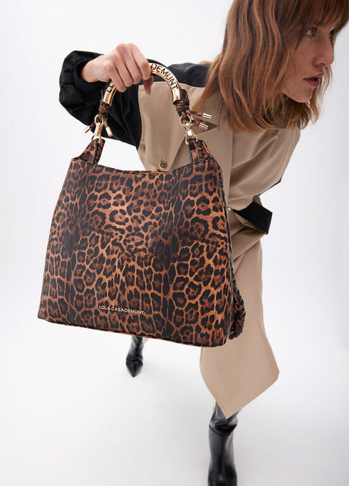 Bolso shopper asa metalizada personalizada LOLA CASADEMUNT MARRON-NEGRO LF2504036.25N.U