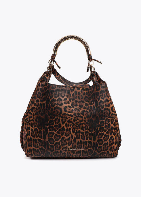 Bolso shopper asa metalizada personalizada LOLA CASADEMUNT MARRON-NEGRO LF2504036.25N.U