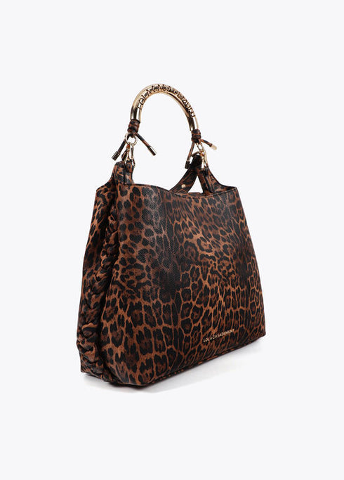 Bolso shopper asa metalizada personalizada LOLA CASADEMUNT MARRON-NEGRO LF2504036.25N.U