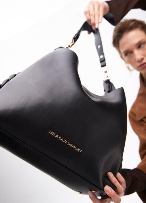 Bolso shopper asa metalizada personalizada LOLA CASADEMUNT NEGRO LF2504037.00N.U