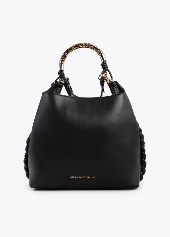 Bolso shopper asa metalizada personalizada LOLA CASADEMUNT NEGRO LF2504037.00N.U