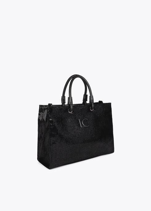 Shopper lentejuelas logo al tono NEGRO U LF2504045.00N.U LOLA CASADEMUNT