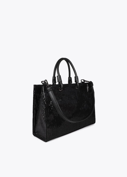 Shopper lentejuelas logo al tono NEGRO U LF2504045.00N.U LOLA CASADEMUNT