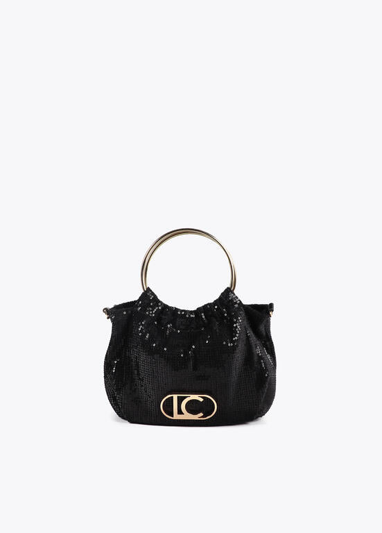 Bolsito asa metalizada circular en tejido lentejuelas NEGRO U LF2504047.00N.U LOLA CASADEMUNT