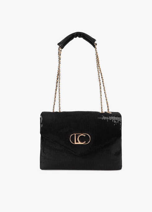 Bolso solapa en tejido lentejuelas NEGRO LF2504048.00N.U LOLA CASADEMUNT