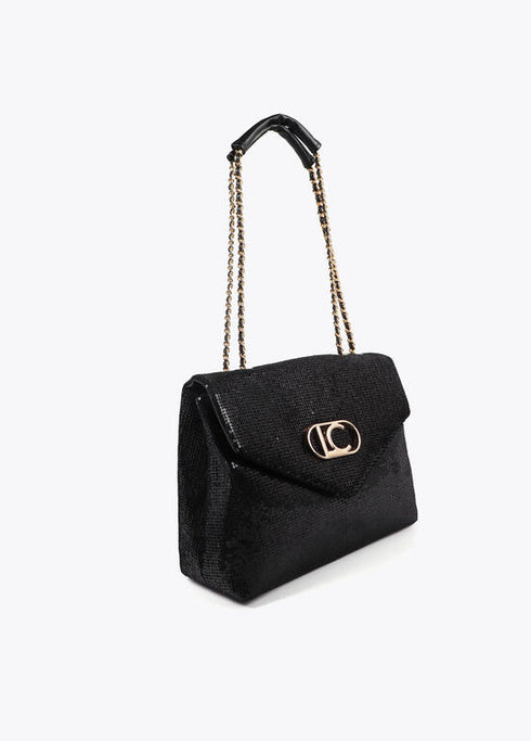 Bolso solapa en tejido lentejuelas NEGRO LF2504048.00N.U LOLA CASADEMUNT