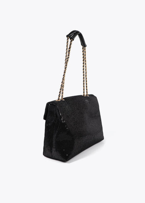 Bolso solapa en tejido lentejuelas NEGRO LF2504048.00N.U LOLA CASADEMUNT