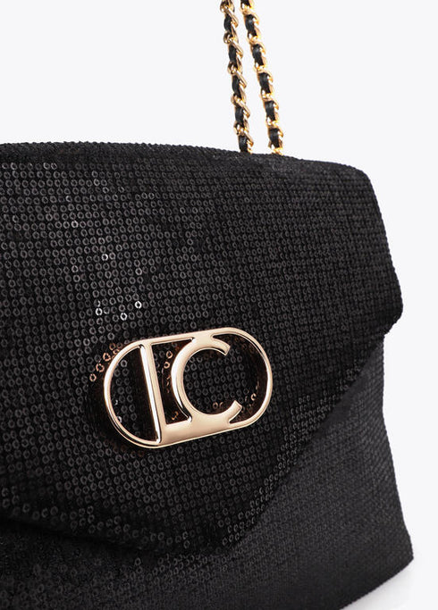 Bolso solapa en tejido lentejuelas NEGRO LF2504048.00N.U LOLA CASADEMUNT