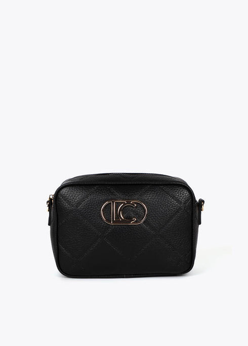 Bandolera efecto piel monograma rombos logo ovalado LOLA CASADEMUNT NEGRO LF2504049.00N.U
