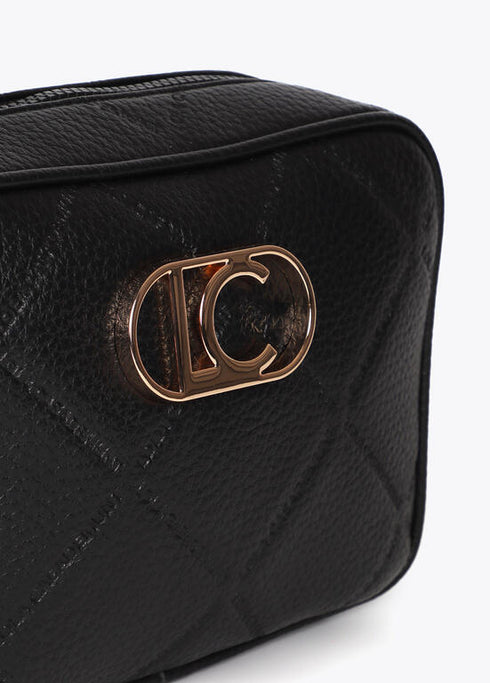 Bandolera efecto piel monograma rombos logo ovalado LOLA CASADEMUNT NEGRO LF2504049.00N.U