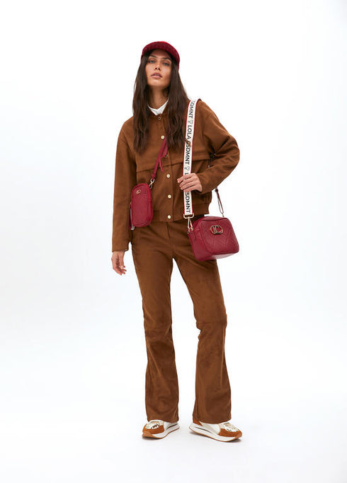 Bandolera efecto piel monograma rombos logo ovalado LOLA CASADEMUNT ROJO LF2504049.030.U