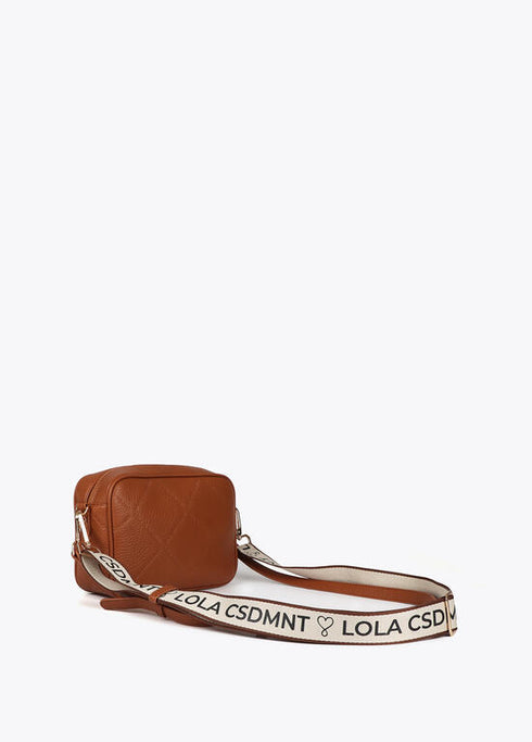 Bandolera efecto piel monograma rombos logo ovalado LOLA CASADEMUNT MARRON LF2504049.057.U