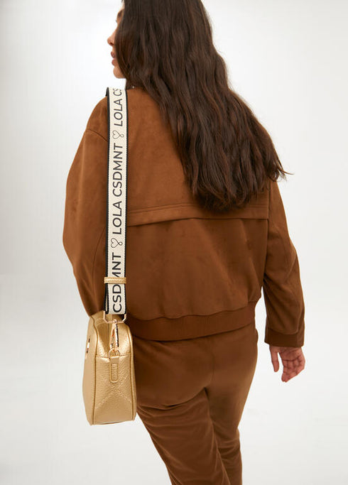 Bandolera efecto piel monograma rombos logo ovalado DORADO U LF2504049.0M2.U LOLA CASADEMUNT