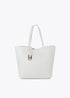 Shopper efecto piel monograma rombos logo ovalado colgante LOLA CASADEMUNT CRUDO LF2504050.001.U
