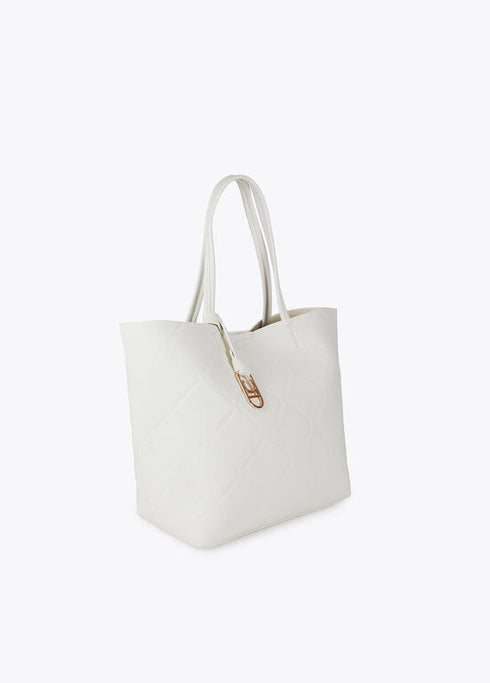 Shopper efecto piel monograma rombos logo ovalado colgante LOLA CASADEMUNT CRUDO LF2504050.001.U