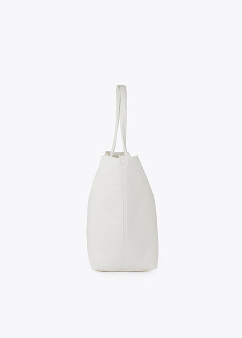 Shopper efecto piel monograma rombos logo ovalado colgante LOLA CASADEMUNT CRUDO LF2504050.001.U
