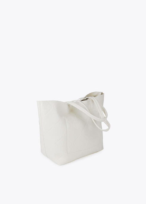 Shopper efecto piel monograma rombos logo ovalado colgante LOLA CASADEMUNT CRUDO LF2504050.001.U
