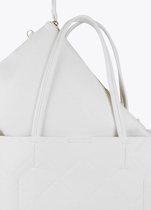 Shopper efecto piel monograma rombos logo ovalado colgante LOLA CASADEMUNT CRUDO LF2504050.001.U