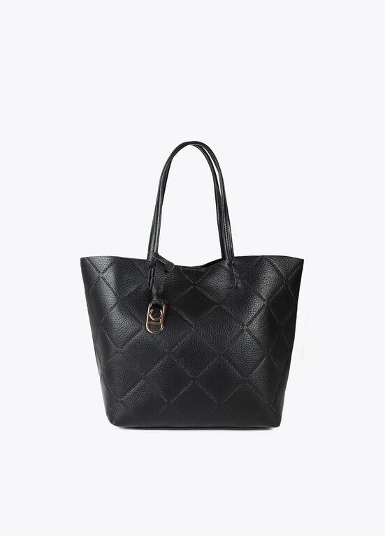 Shopper efecto piel monograma rombos logo ovalado colgante LOLA CASADEMUNT NEGRO LF2504050.00N.U