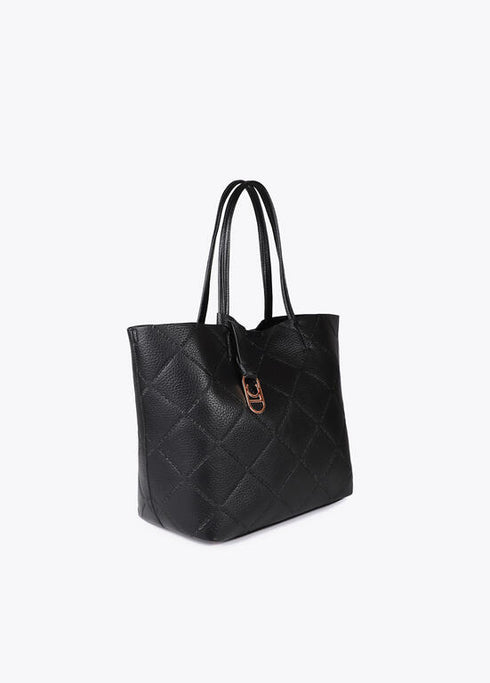 Shopper efecto piel monograma rombos logo ovalado colgante LOLA CASADEMUNT NEGRO LF2504050.00N.U