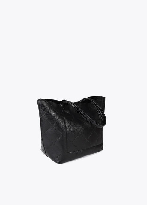 Shopper efecto piel monograma rombos logo ovalado colgante LOLA CASADEMUNT NEGRO LF2504050.00N.U