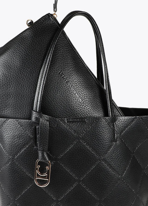 Shopper efecto piel monograma rombos logo ovalado colgante LOLA CASADEMUNT NEGRO LF2504050.00N.U