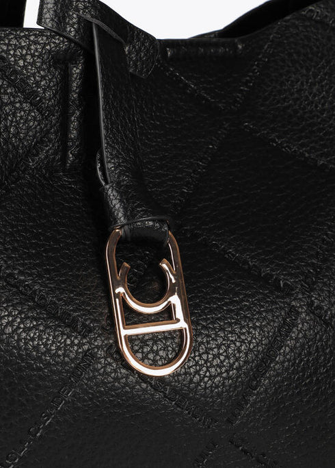 Shopper efecto piel monograma rombos logo ovalado colgante LOLA CASADEMUNT NEGRO LF2504050.00N.U