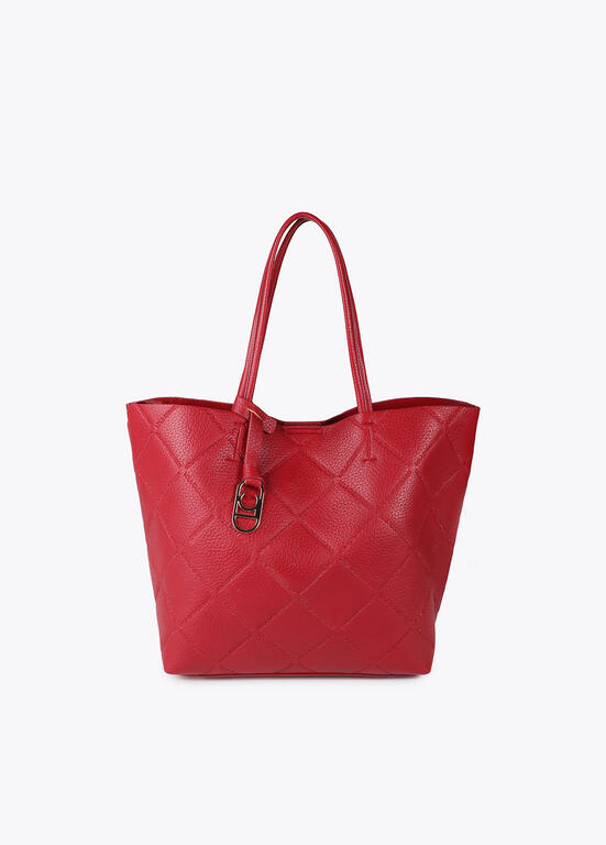 Shopper efecto piel monograma rombos logo ovalado colgante LOLA CASADEMUNT ROJO LF2504050.030.U