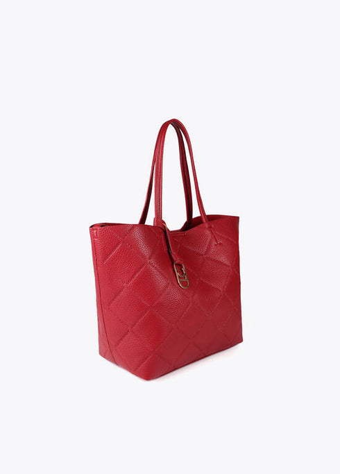 Shopper efecto piel monograma rombos logo ovalado colgante LOLA CASADEMUNT ROJO LF2504050.030.U