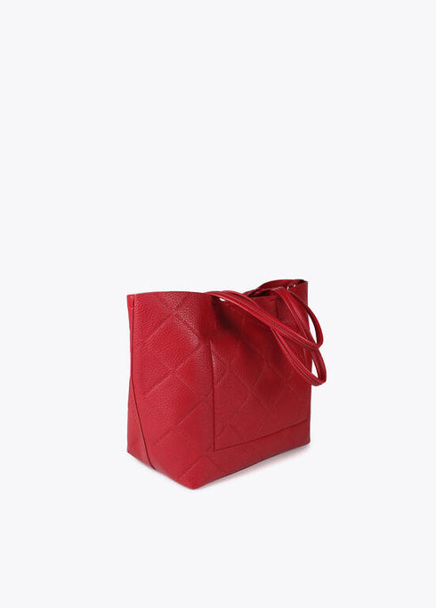 Shopper efecto piel monograma rombos logo ovalado colgante LOLA CASADEMUNT ROJO LF2504050.030.U